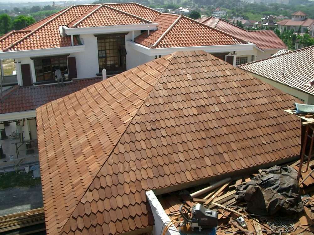 Close-up of a clay tile roof in Toronto.