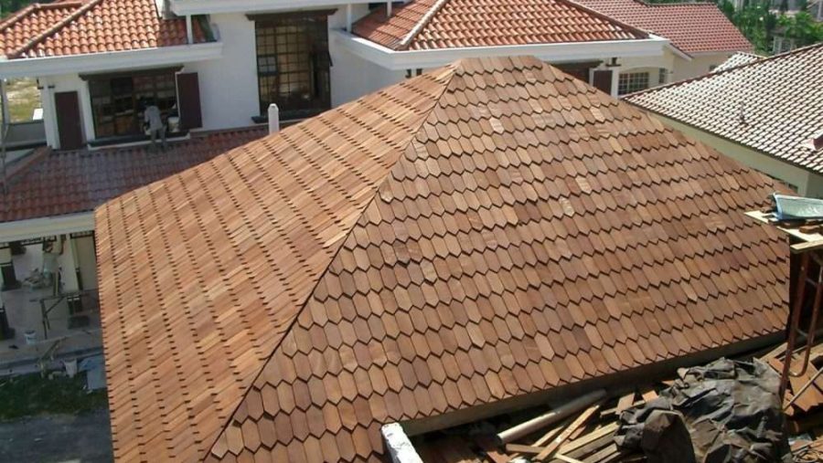 Close-up of a clay tile roof in Toronto.